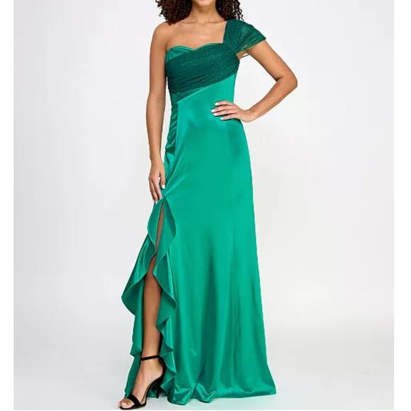 Violet Weekend Formal Gown 11/12 Jade Green One Shoulder Special Occasion Dress - Picture 1 of 12